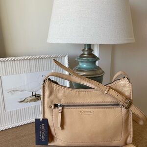 American Leather Co. Sand Smooth Leather Crossbody Bag- NWT!!